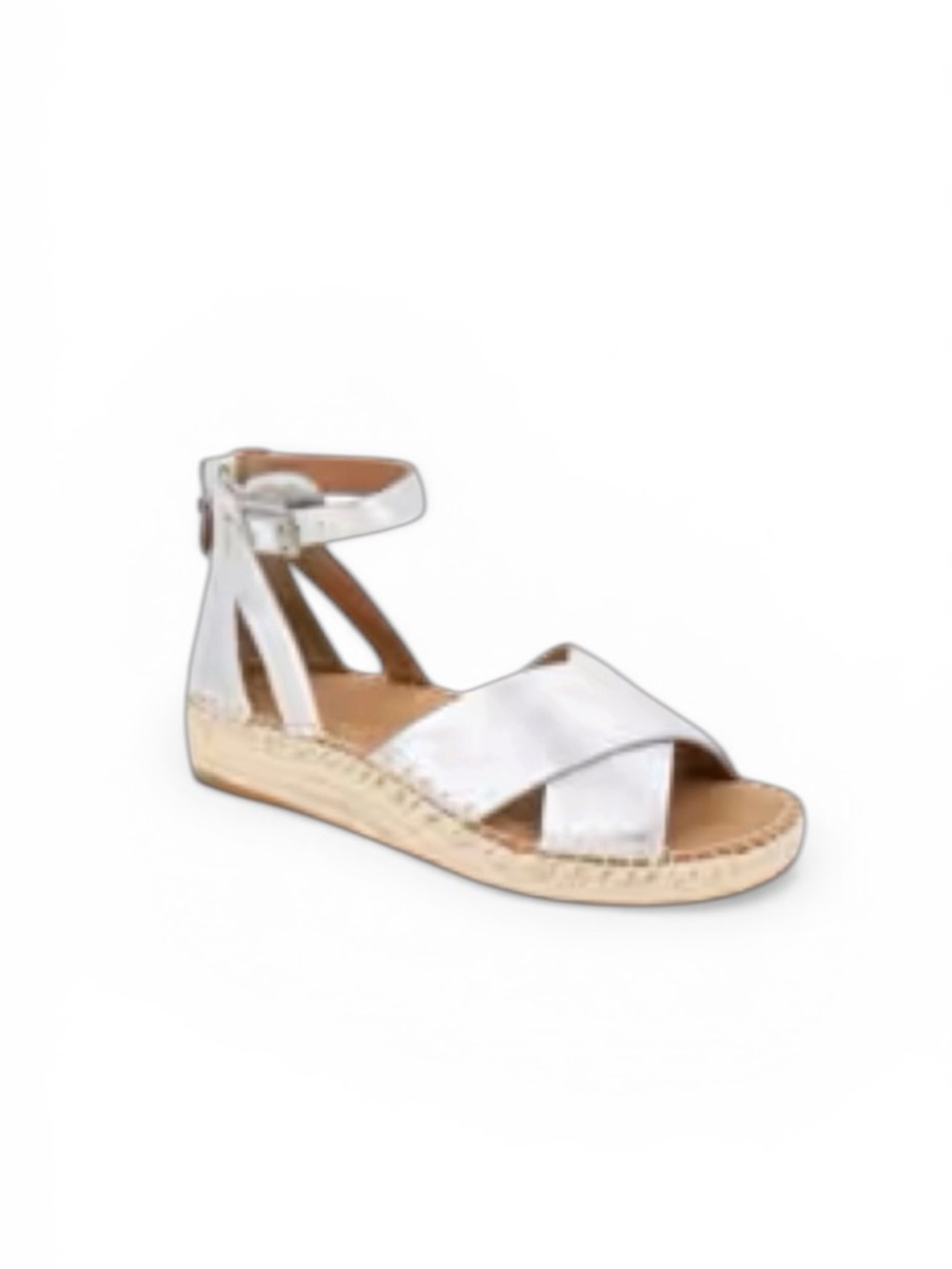 Gentle Souls By Kenneth Cole Leon Espadrille Wedge Sandal Silver Sz 8.5